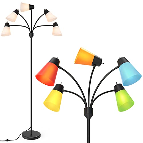 FOLKSMATE LED Floor Lamp, Medusa Multi Head Modern Tall, Rustic Adjustable Reading Standing Light for Living/Kids Room, Be...