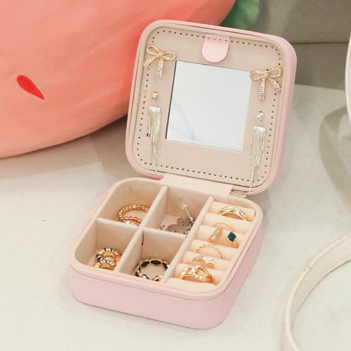 losensild Travel jewelry case Travel jewelry box Organizer with Mirror,Small Jewelry Box Organizer, Gift for Women Girls,...