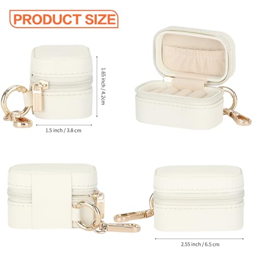 KUKUVR Small Travel Ring Stud Earring Box with Keychain, Mini Wedding Ring Holder Boxes for Multiple Rings, Portable Jewel...