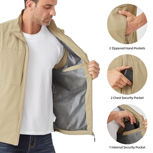 EIGIOO Men's Lightweight Vest Outerwear with Multi Pockets Windproof Sleeveless Jacket for Travel Outdoor Golf
