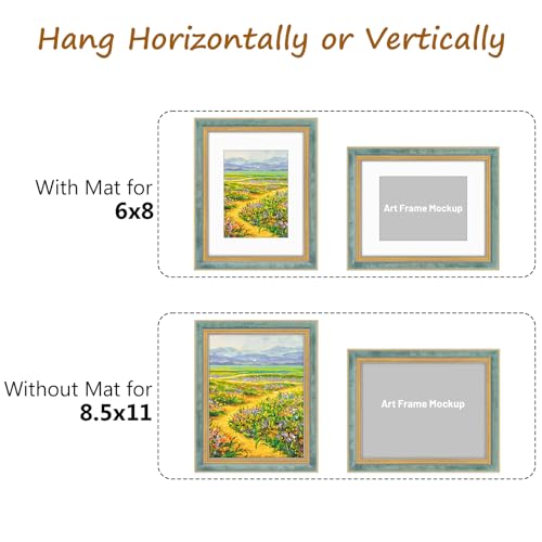 Golden State Art, 8.5x11 Ornate Picture Frame With White Mat for 6x8 Photo or Display 8.5 x 11 Print without Mat Color Dis...