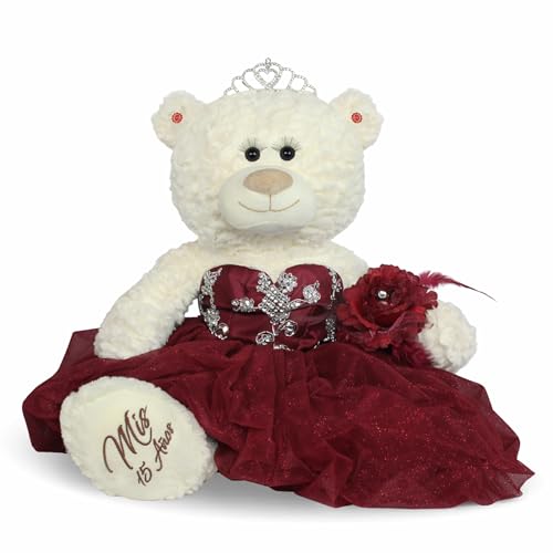 Kinnex Collections by Amanda Large 20” Quinceañera Teddy Bear Centerpiece – Elegant Dress, Oversized Keepsake Gift for 15 ...