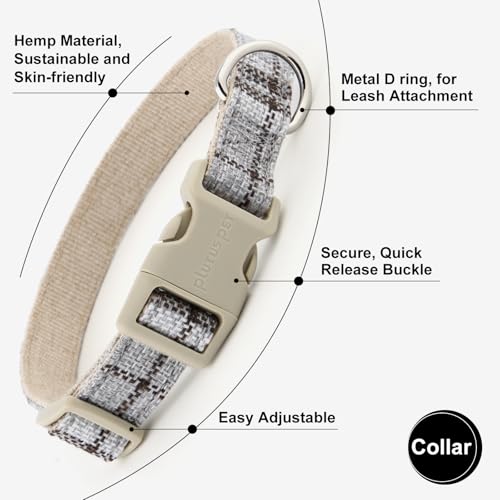 Plutus Pet Cotton Hemp Dog Collar and Leash Set, Adjustable Collar for Small, Medium, and Large Dogs, Heavy Duty and Soft ...