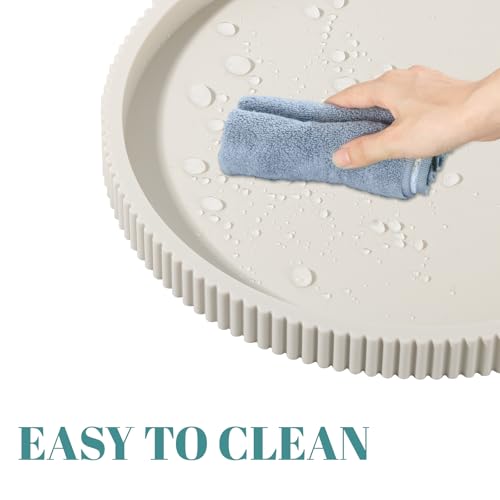 Silicone Bathroom Tray Round Kitchen Counter Organizer Decorative Vanity Accessories Coffee Table Decor for Perfume, Candl...