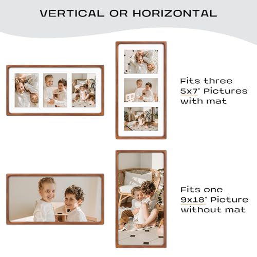 Golden State Art, 5x7 Collage Picture Frame - Solid Wood with Real Glass - Multi Picture Frame for (3) 5x7 Photos or One 9...