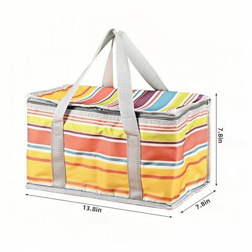 JSLYNB 2pcs Insulated Picnic Bag Reusable Cooler Bags with Zipper Top, Foldable Picnic Basket for Food Storage，Portable Pi...