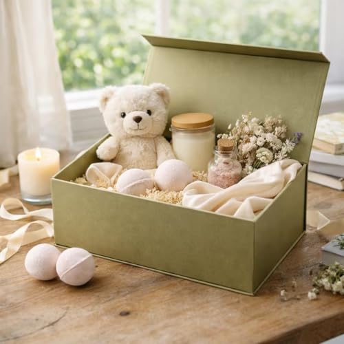 MOYEUPAC Glod Gift Box,9" X 7" X 4" with Lids for Presents Magnetic Closure Gift Packaging for Christmas,Thanksgiving, Bir...