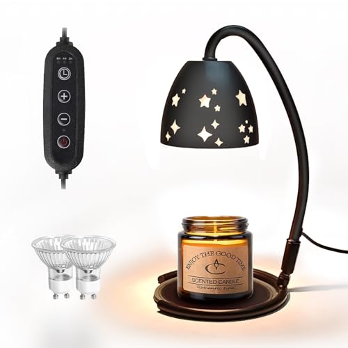 KEBEN Candle Warmer Lamp, Electric Candle Lamp Warmer, Metal Foldable Wax Melting Warmer for Jar Candles with 2 Bulbs, Mot...