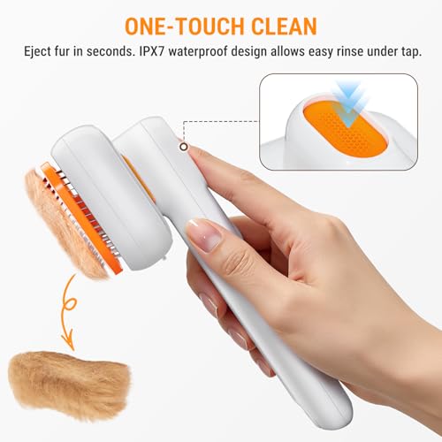 3-in-1 Pet Grooming Brush with Cool Mist & Self-Cleaning Deshedding Tool for Dogs Cats, Extra Wide Comb, Visible Water Win...