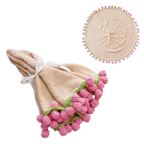 SoffMoiis Pink Rose Flowers Bouquet Blanket, Tulip Flower Throw Blankets, Romantic Gifts for Mom, Sister, Friend for Birth...