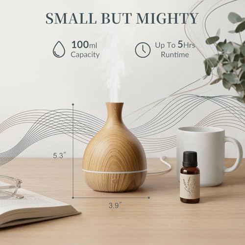 Cegsin Essential Oil Diffuser with Adapter, 100ml Small Aromatherapy Scent Machine for Home & Office Desk, 7 Color LED Coo...