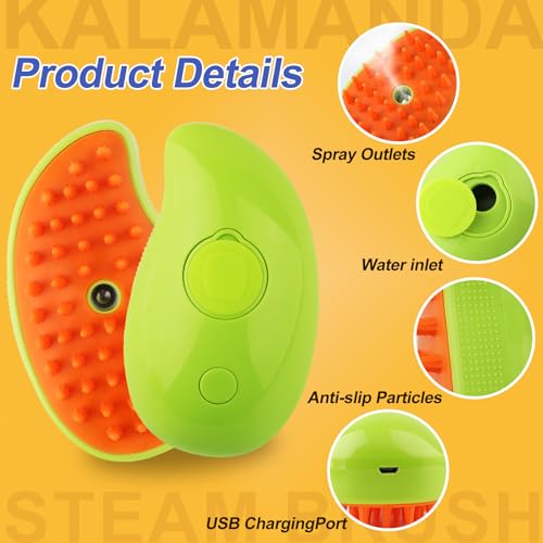 Cat Steam Brush, 3 In 1 Steamy Pet Brush, Silicone Massage Dog Hair Remover Comb, Spray Mist Grooming for Indoor Kittens (...