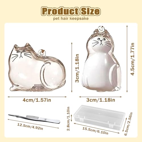 BY669QFC 6pcs Cat Fur Storage Bottle of Keychain,Transparent Pendant for Cat & Dog Hair Collection,Capsule Toys Pet Hair C...