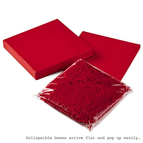 Hallmark Medium Gift Box with Lid and Shredded Paper Fill (Red 7 inch Box) for Birthdays, Graduations, Anniversaries, Chri...