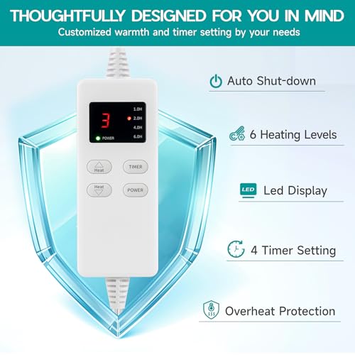 Heating Pad for Period Cramps, Heating Pad for Back/Neck/Shoulder Muscle Pain, 6 Heating&4 Timer Setting, Auto Shut Off, D...