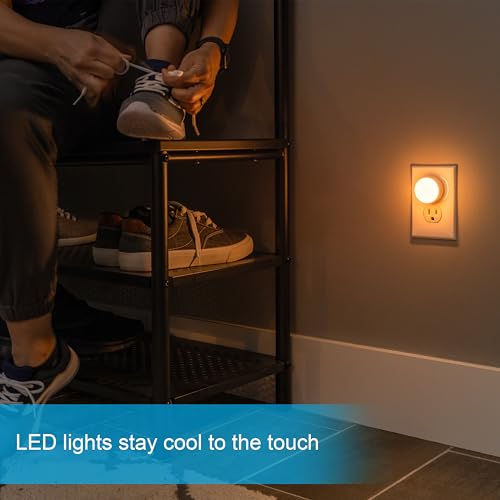 GE SleepLite LED Night Light, 2 Pack, Dusk-to-Dawn Sensor, Sleep Light, Dim Light, Warm Amber, Compact, Ideal for Bedroom,...