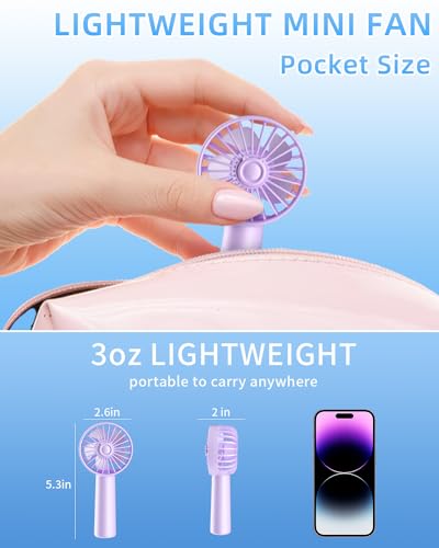 KIDEE Mini Portable Fan, Small Handheld Fan with 3 Speeds, Personal Hand Fans USB Rechargeable, Battery Operate for Outdoo...