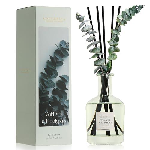 COCORRÍNA Eucalyptus & Wild Mint Reed Diffuser – 6.76 oz Essential Oil with 8 Reeds & Real Eucalyptus Sticks, Home Fragran...