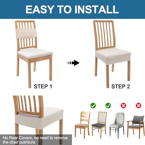 Smiry Waterproof Seat Covers for Dining Room Chairs Set of 4, Stretch Jacquard Removable Washable Chair Seat Slipcovers Pr...