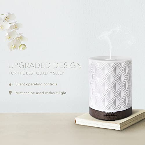 Earnest Living Essential Oil Diffuser for Large Room White Ceramic 250ml Aromatherapy Diffuser with 4 Timers 7 Night Light...