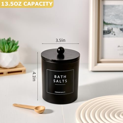 Glass Qtip Holder for Bathroom, Black Cotton Round Holder Swab Pad Dispenser with Lids, Floss Pick Holder with Bamboo Tra...