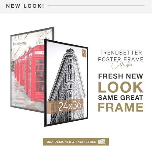 MCS Trendsetter 24x36 Poster Frame Black High-Gloss, Vertical & Horizontal Wall Hanging Large Picture Frame for Photos, Po...