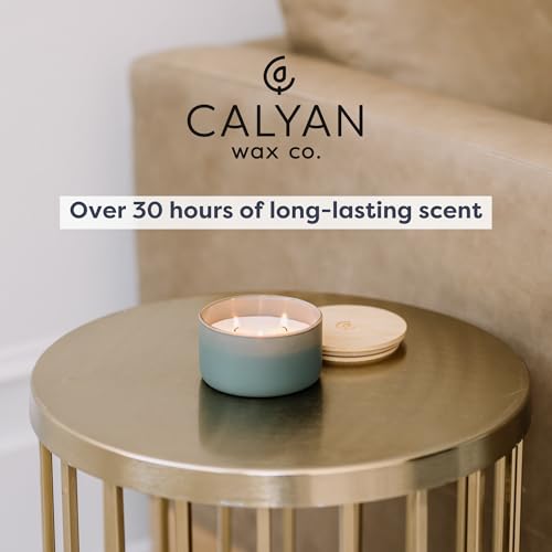 Calyan Wax Co. Evergreen & Eucalyptu 3 Wick Scented Candle - 30 Hour Burn - Luxury 3 Wick Soy Candles - Clean Soy Wax Cand...