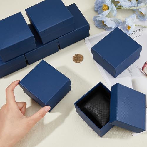 DICOSMETIC 10pcs Watch Gift Box Paper Jewelry Box Small Gift Box Square Prussian Blue Cardboard Gift Wrapping with Pillow ...