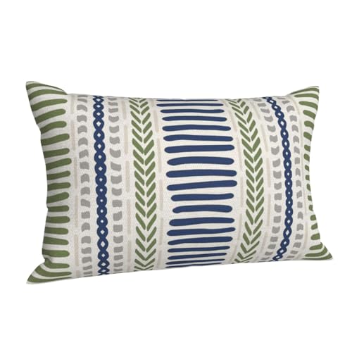 DAFENA Sage Green Pillow Covers 12x20 Inch 2 Pcs Boho Navy Blue Grey Polka Dots Stripe Decor Throw Pillows Modern Geometri...
