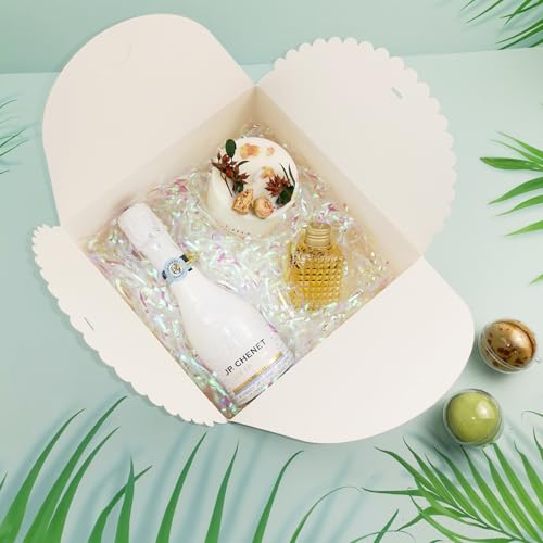8"x 8"x 4" White Gift Boxes with Lids and Ribbons, 6 Pack Foldable Cardboard Paper Boxes for Gifts, Bridesmaid Proposal Bo...