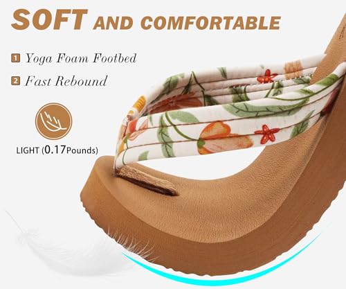 KuaiLu Womens Arch Support Flip Flops Ladies Comfort Lightweight Soft Yoga Mat Cushion Walking Thong Sandals