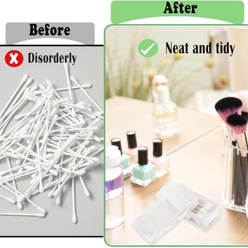 MatFirsmo Cotton Swab Holder for Travel, 2 Pcs Portable Small Dental Floss Holder Clear Plastic Cotton Pad Holder, Travel ...