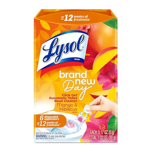 Lysol Click Gel Automatic Toilet Bowl Cleaner, Toilet Gel Stamp, Toilet Freshener, Bathroom Essentials, Refreshing Mango &...