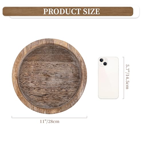 Hanobe Candle Plate Holder Tray: Round Wood Decorative Candle Plate - Rustic Farmhouse CoffeeTable Decor - Tealight Pillar...