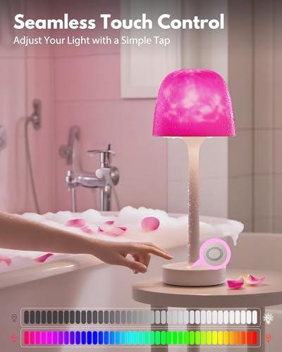 Funlenry Shower Lamp - Waterproof Bathroom Lamp with 16 Color Ocean Wave Projector, Rechargeable Shower Light with Touch &...