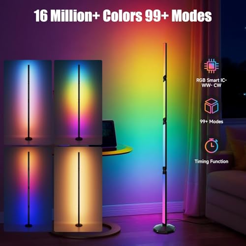 Electight Corner Floor Lamp-2200 Lumen Smart Lamp with App and Remote Control, Lamp can be Folded 360°, Music Sync and 16 ...