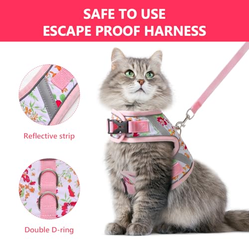 VIBRANZY Floral cat Leash and Harness Set. The cat Harness Escape Proof Feature Allows You to Walk You cat, Small Dog or R...