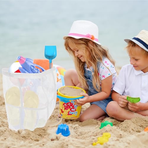Yunaeduo Large Mesh Beach Bag - Lightweight & Foldable Family Beach Bag with 9 Pockets for Toys, Towels & Vacation Essentials