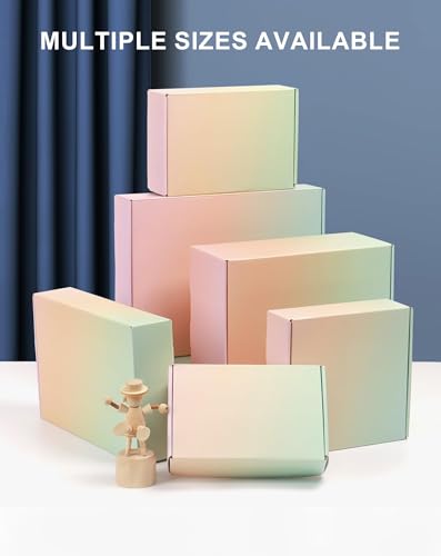 7x5x2 Inch Small Shipping Boxes, Pack of 50 Colored Cardboard Boxes, Cute Mailing Packaging Box for Gift