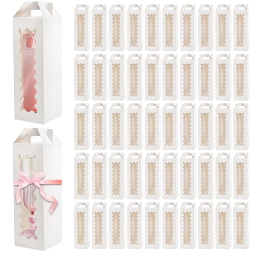 Tlence 50 Pack Gift Box for Sublimation, Transparent Tumbler Wrapping Boxes, Glass Packaging Exhibition Box with Handle, H...