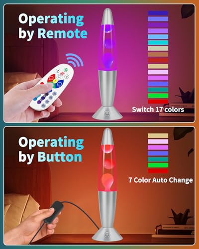 17 Colors Changing Liquid Motion Lamp with Remote: 13.5" LED Night Light for Kids Adults - Relaxing Table lamp for Bedroom...