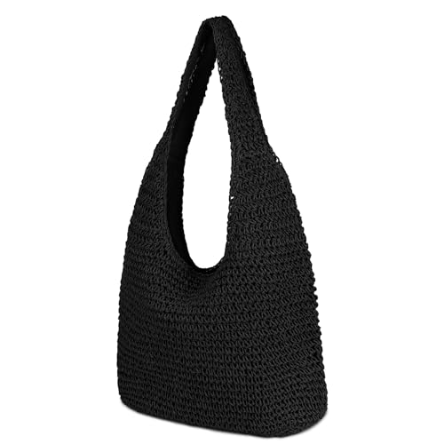 Women Large Straw Beach Bag Handmade Woven Shoulder Bags Hobo Tote Handbag Purse for Summer