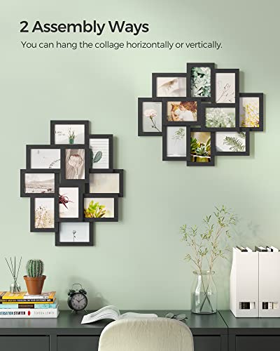 SONGMICS 4x6 Collage Picture Frames, 10-Pack Photo Collage Frame for Wall Decor, Glass Front, Assembly Required, Ink Black...