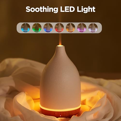 InnoGear Oil Diffuser, 150ML Ceramic Diffuser for Essential Oils Handcrafted Aromatherapy Diffuser Mother's Gift Ultrasoni...