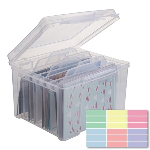 Find Scrapblooms Greeting Card Storage & Organizer Box with 6 Removable Dividers for Holiday Birthday Get Well Cards Photo...