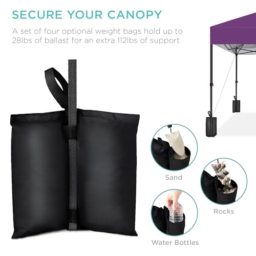 Best Choice Products 8x8ft Pop Up Canopy Tent, Outdoor Shade, 1 Person 1 Minute Set Up, Carry Case, 4 Weight Bags - Amethy...