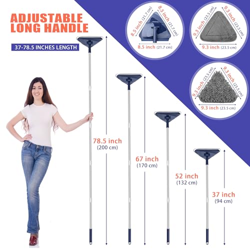 JEHONN Wall Cleaner Mop with Long Handle 82 Inches, 3-in-1 Ceiling Cleaning Tool Duster with 6 Replacement Microfiber Chen...
