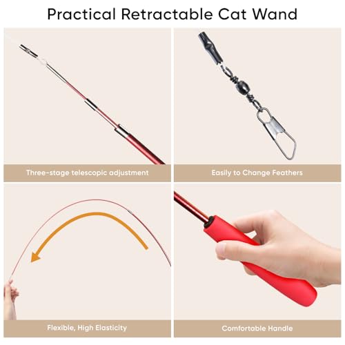 YULOYI Cat Toys for Indoor Cats, 13 Packs Interactive Cat Wand Toy Set with Feather Toys & Teasers, Fun Cat Toys for Exerc...