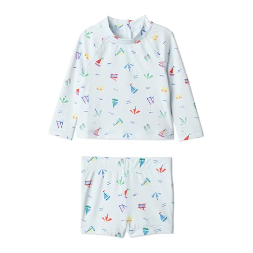 Amazon Essentials x Sofia Grainge Toddlers and Baby Boys' Two-Piece Long Sleeve Rashguard and Shorts Set