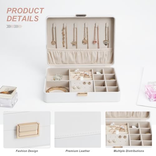V-LAFUY Secure Jewelry Organizer Box with Lock Compact Single Layer Storage for Travel & Home Holds Rings, Earrings, Penda...